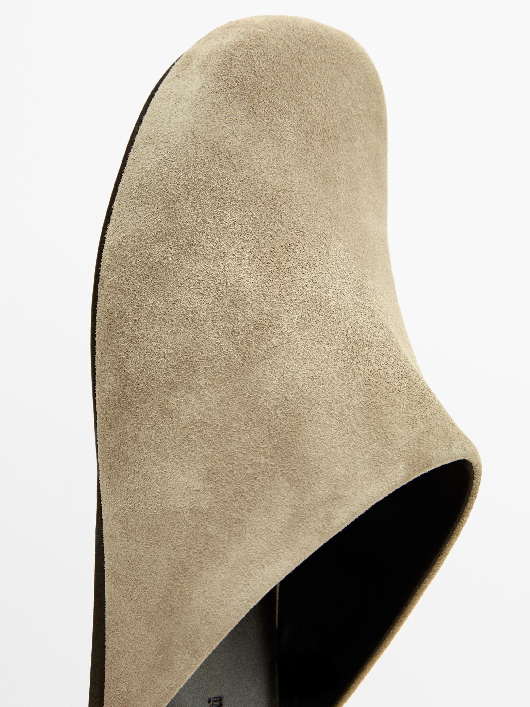 Split suede clogs